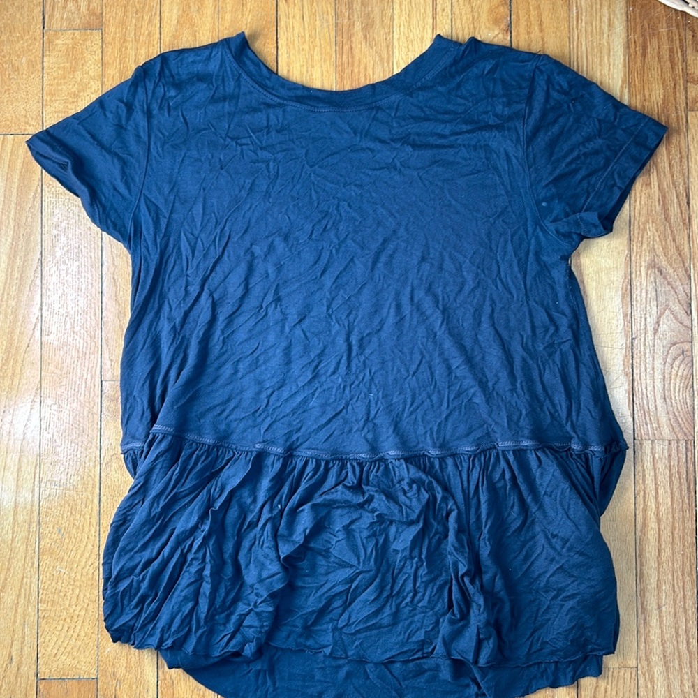 short sleeve navy blue top, slightly worn, bought from free people